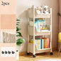 Trolley Storage Rack Mobile Bookshelf Organizer with Wheels Kitchen Bathroom Living Room Home Office Space Saving DIY Organizer